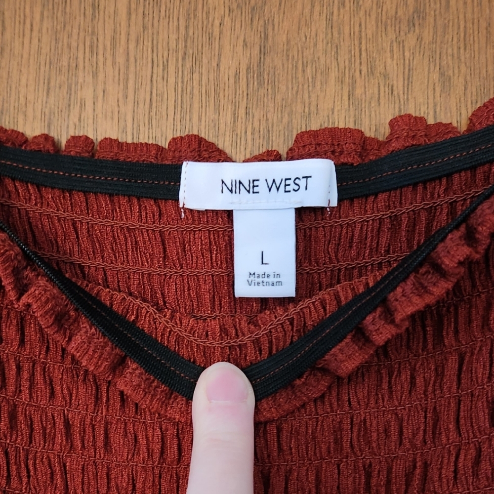 Nine West babydoll dress size large color burnt orange - Picture 3 of 3